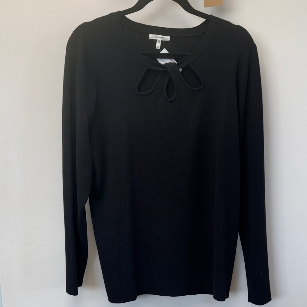 Maurices Black Keyhole Neck Long‎ Sleeve Sweater
